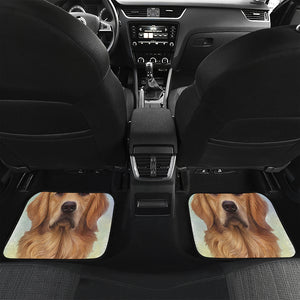 Golden Retriever Portrait Print Front and Back Car Floor Mats