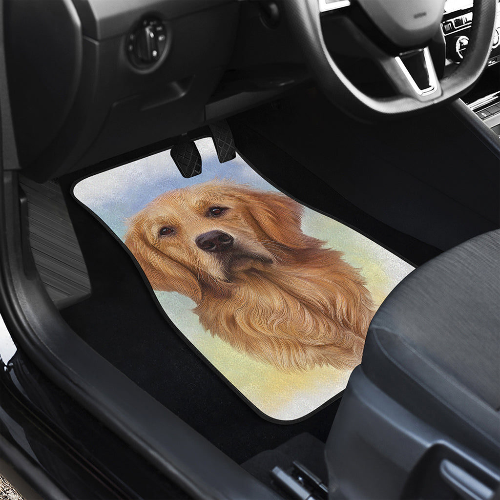 Golden Retriever Portrait Print Front and Back Car Floor Mats