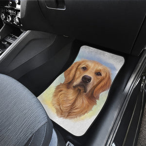 Golden Retriever Portrait Print Front and Back Car Floor Mats