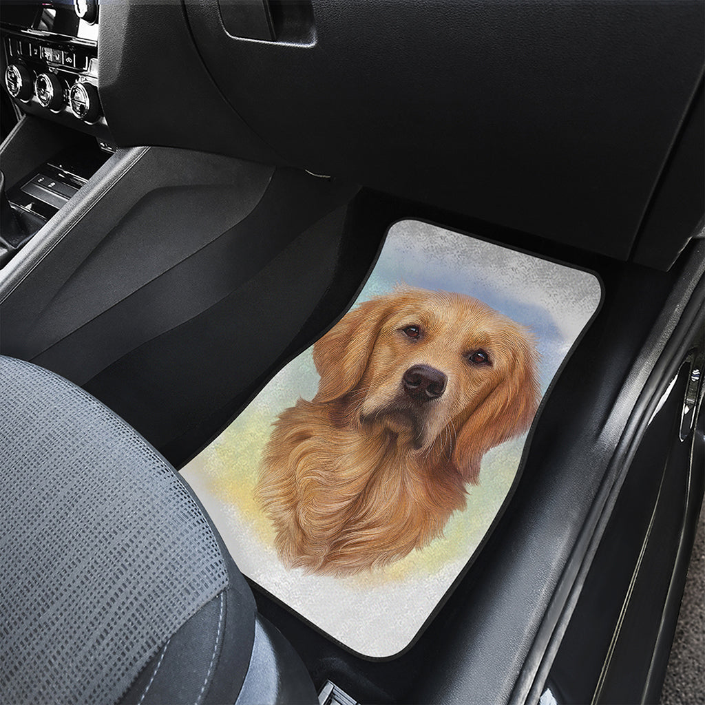 Golden Retriever Portrait Print Front Car Floor Mats