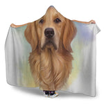 Golden Retriever Portrait Print Hooded Blanket