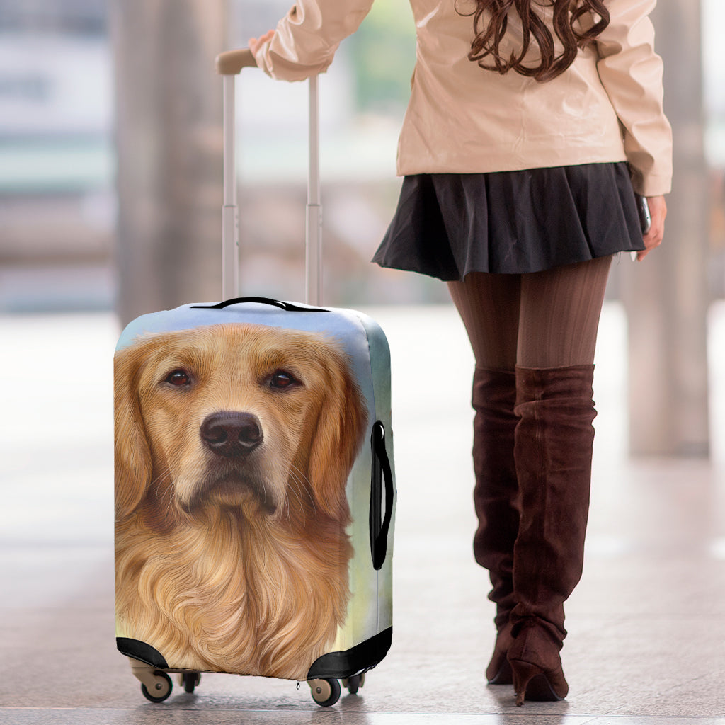 Golden Retriever Portrait Print Luggage Cover