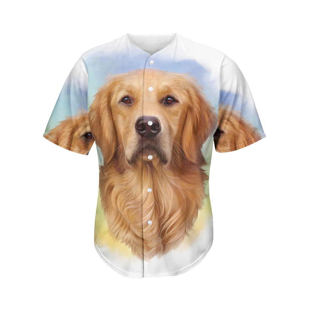 Golden Retriever Portrait Print Men's Baseball Jersey