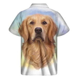 Golden Retriever Portrait Print Men's Short Sleeve Shirt