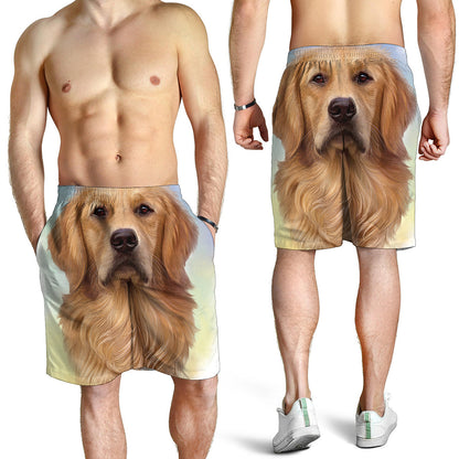 Golden Retriever Portrait Print Men's Shorts