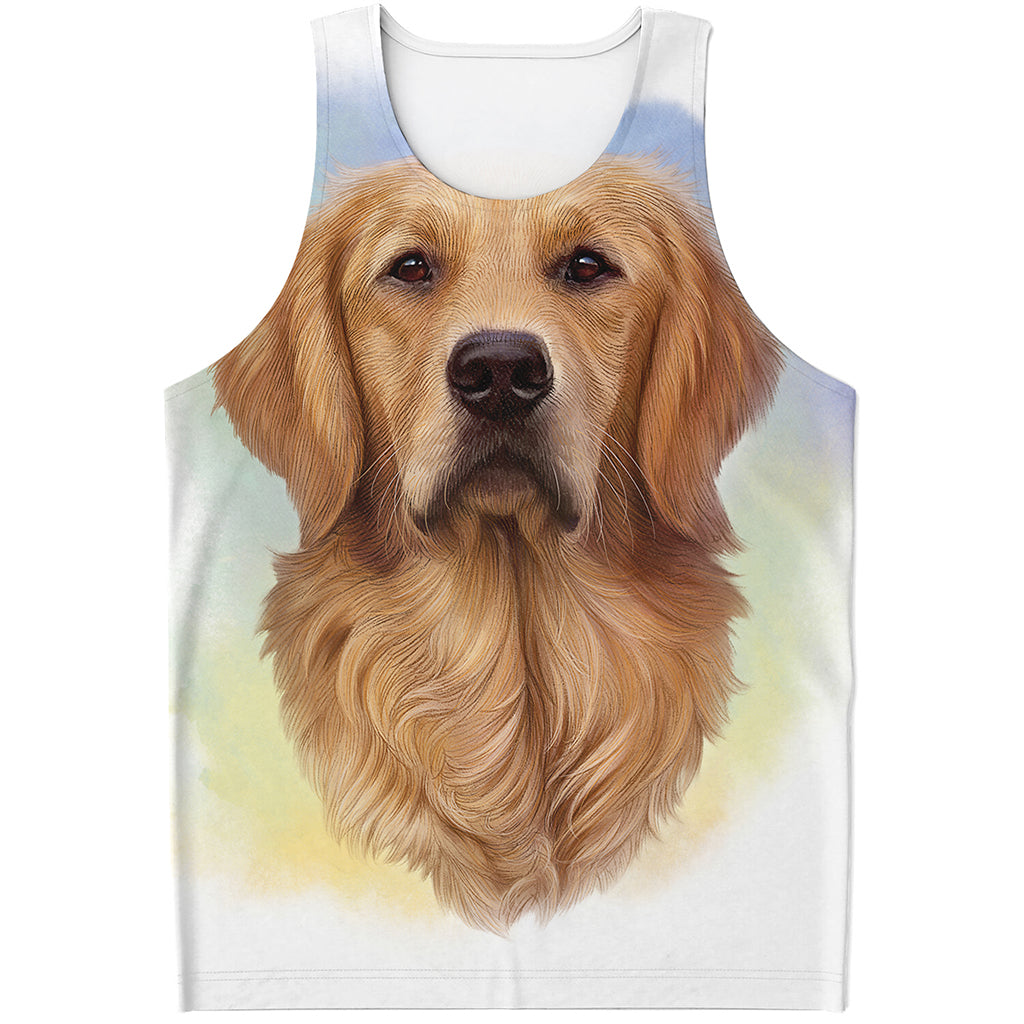 Golden Retriever Portrait Print Men's Tank Top