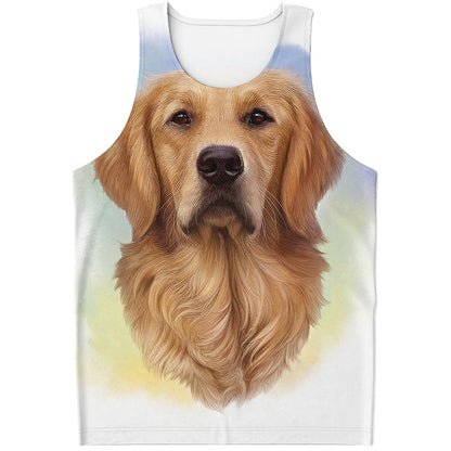 Golden Retriever Portrait Print Men's Tank Top