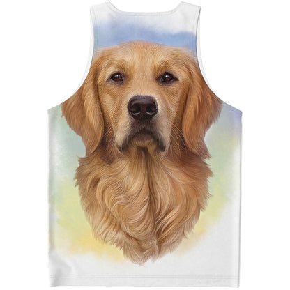Golden Retriever Portrait Print Men's Tank Top
