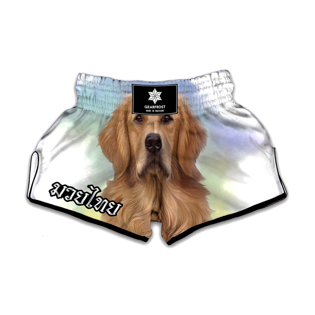 Golden Retriever Portrait Print Muay Thai Boxing Shorts