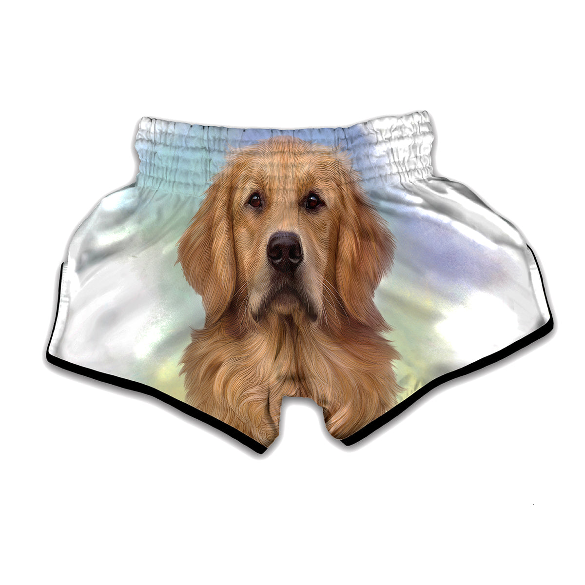 Golden Retriever Portrait Print Muay Thai Boxing Shorts