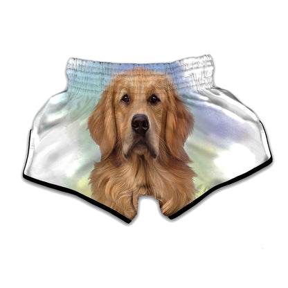 Golden Retriever Portrait Print Muay Thai Boxing Shorts