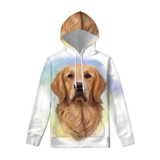 Golden Retriever Portrait Print Pullover Hoodie