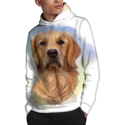Golden Retriever Portrait Print Pullover Hoodie