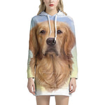 Golden Retriever Portrait Print Pullover Hoodie Dress