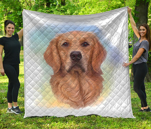 Golden Retriever Portrait Print Quilt