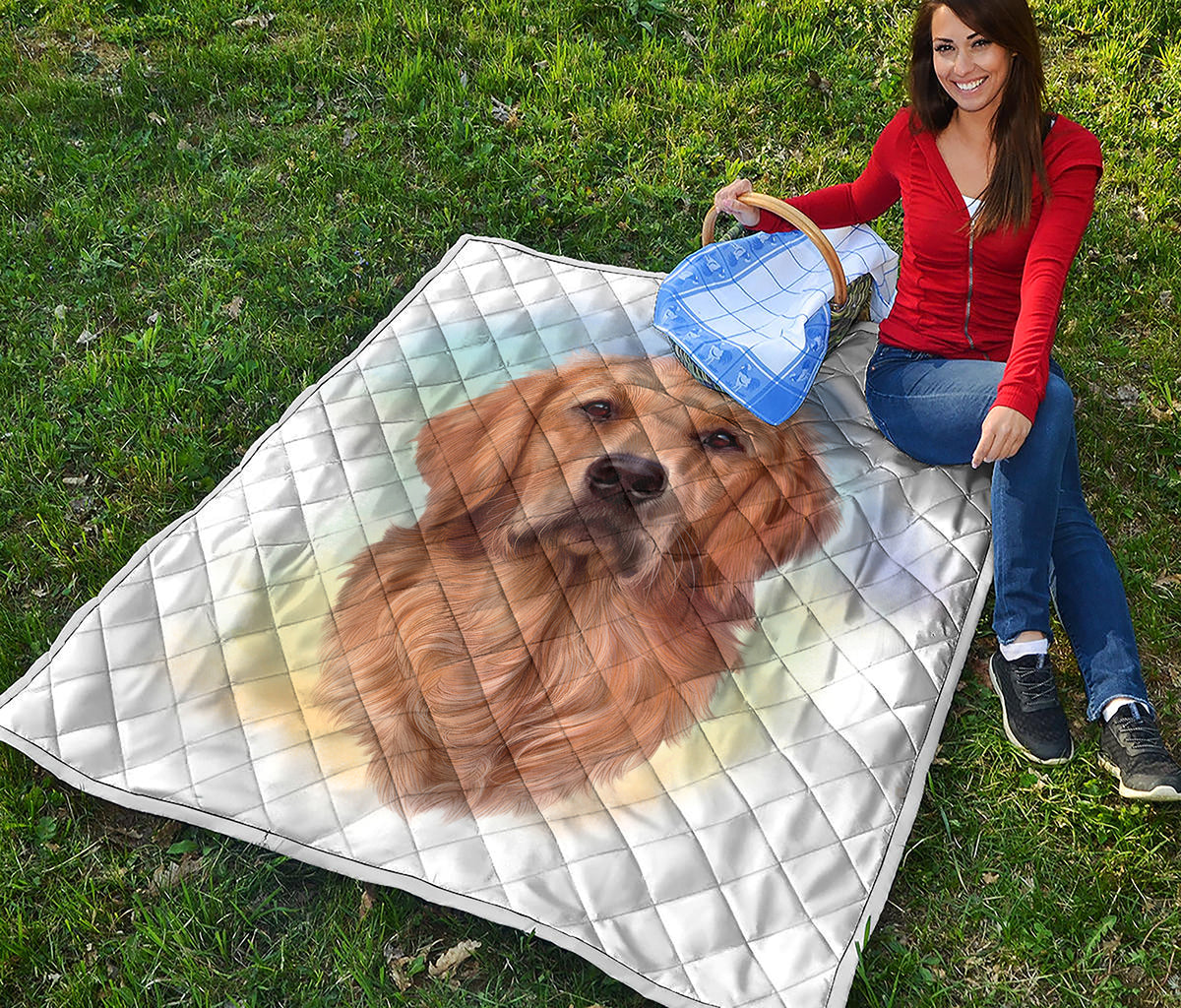 Golden Retriever Portrait Print Quilt