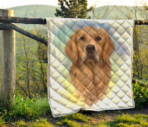 Golden Retriever Portrait Print Quilt