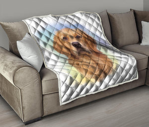 Golden Retriever Portrait Print Quilt