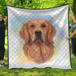 Golden Retriever Portrait Print Quilt