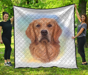 Golden Retriever Portrait Print Quilt