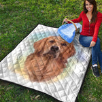 Golden Retriever Portrait Print Quilt