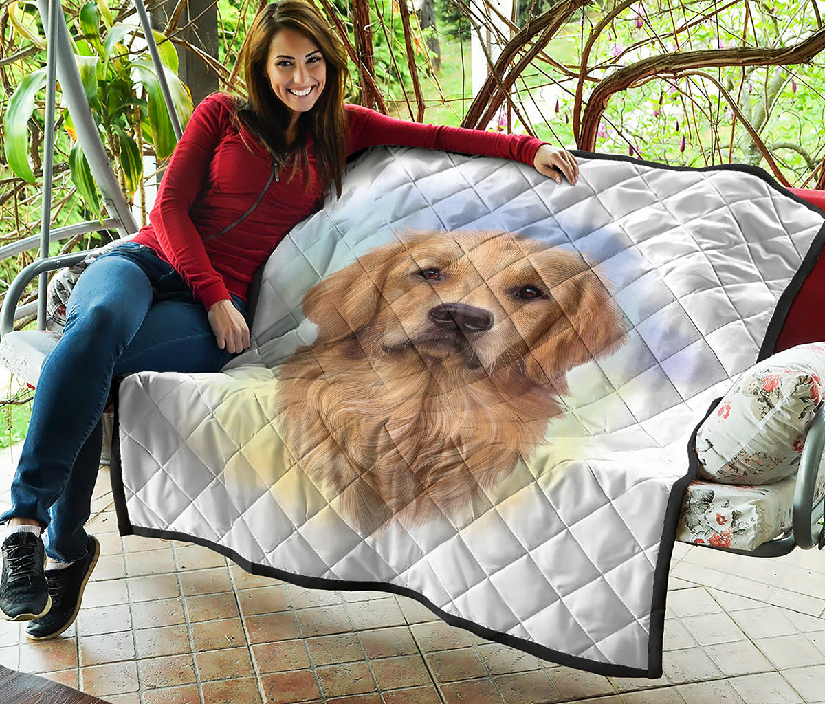 Golden Retriever Portrait Print Quilt