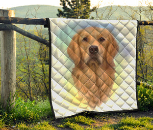 Golden Retriever Portrait Print Quilt