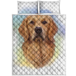 Golden Retriever Portrait Print Quilt Bed Set