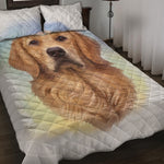 Golden Retriever Portrait Print Quilt Bed Set