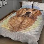 Golden Retriever Portrait Print Quilt Bed Set