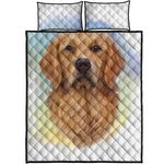 Golden Retriever Portrait Print Quilt Bed Set