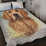 Golden Retriever Portrait Print Quilt Bed Set