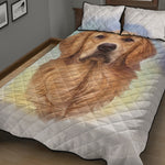 Golden Retriever Portrait Print Quilt Bed Set