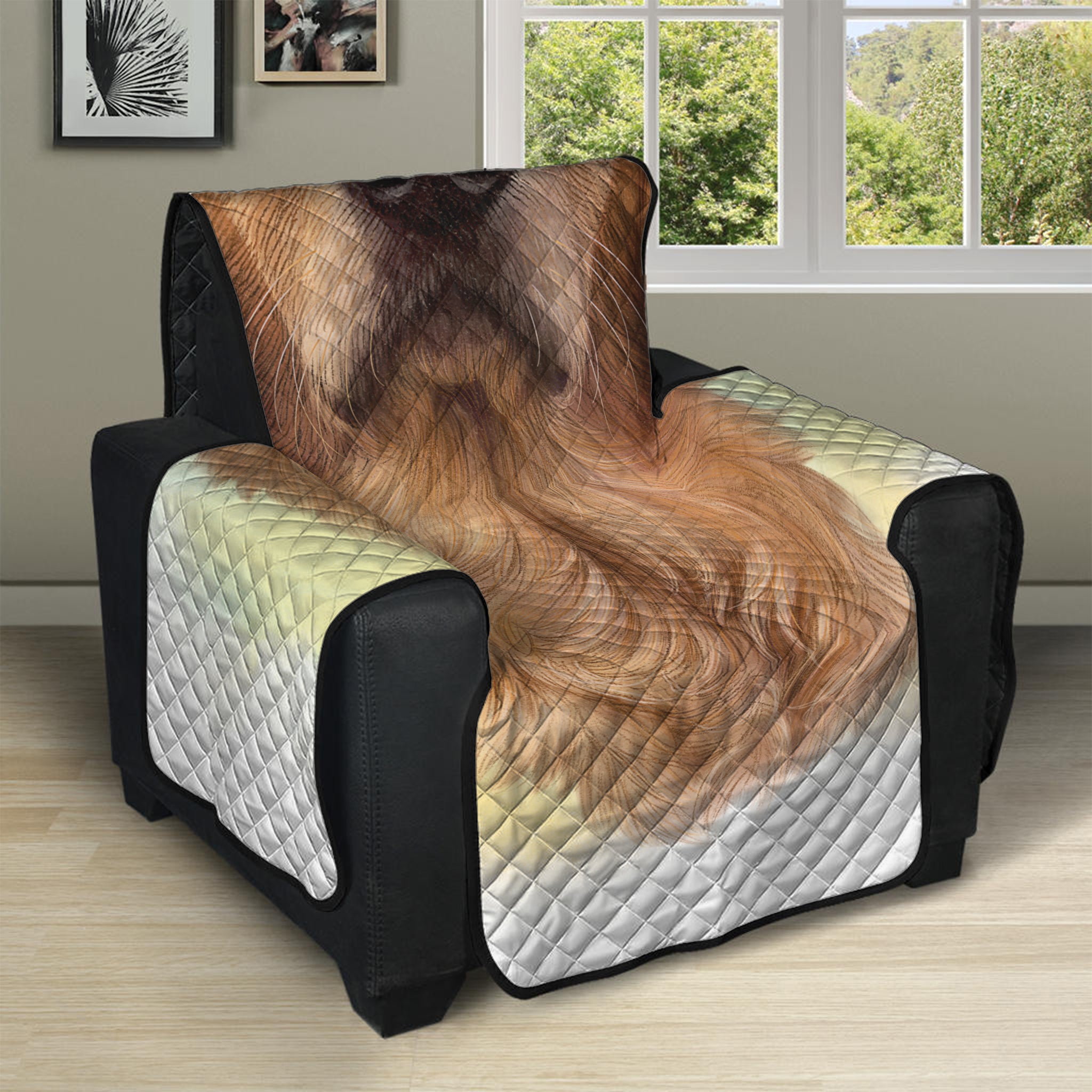 Golden Retriever Portrait Print Recliner Protector