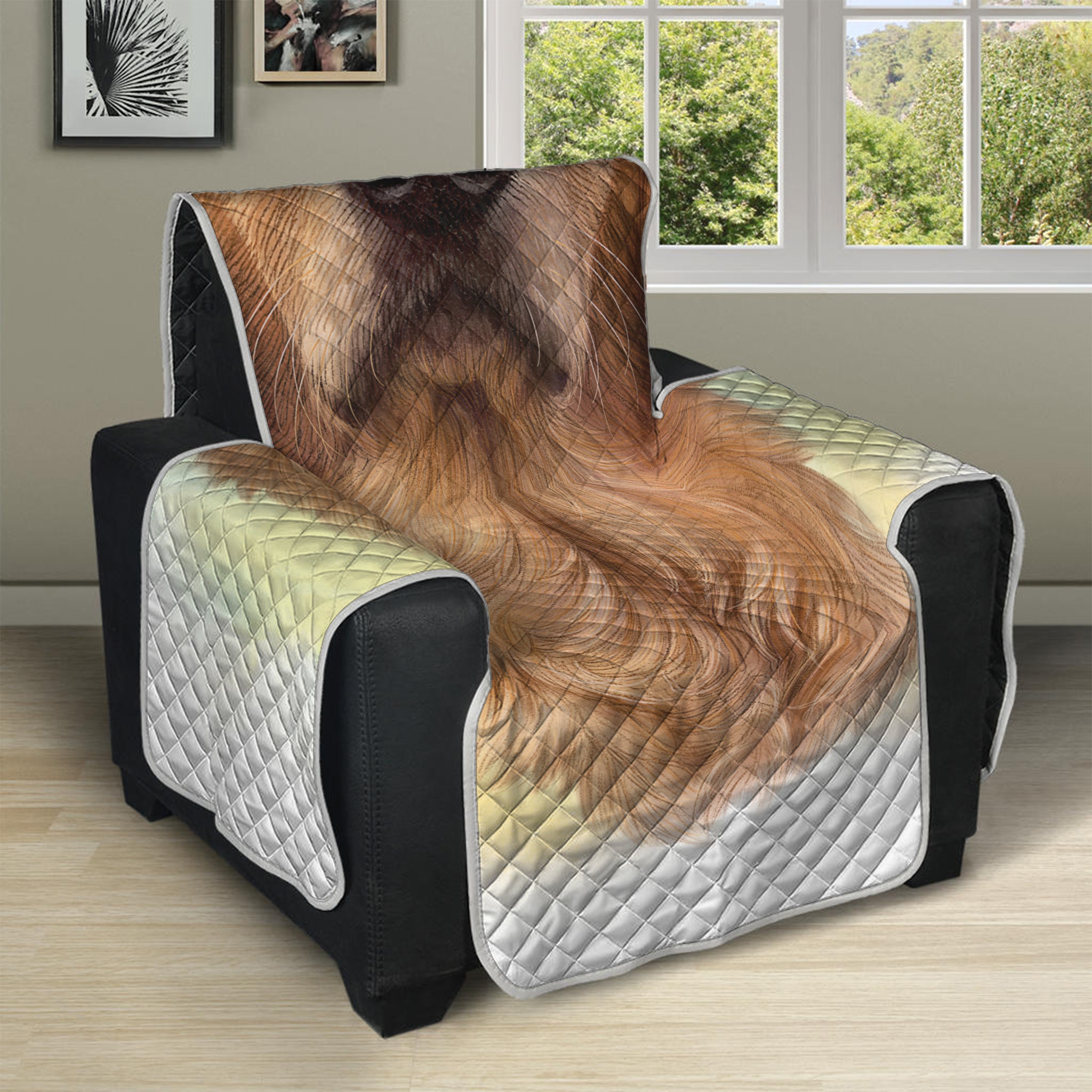 Golden Retriever Portrait Print Recliner Protector