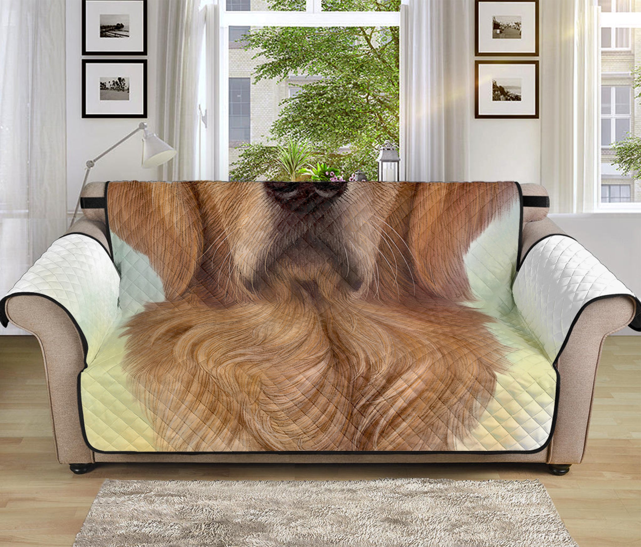 Golden Retriever Portrait Print Sofa Protector