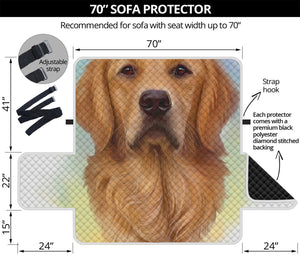 Golden Retriever Portrait Print Sofa Protector