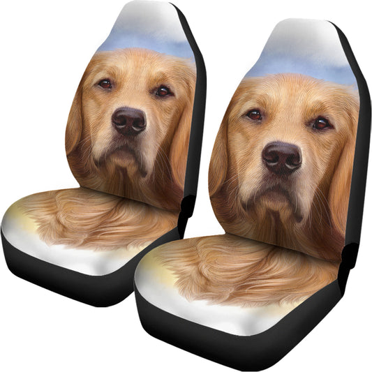Golden Retriever Portrait Print Universal Fit Car Seat Covers