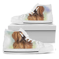 Golden Retriever Portrait Print White High Top Sneakers