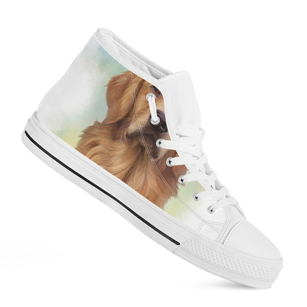 Golden Retriever Portrait Print White High Top Shoes