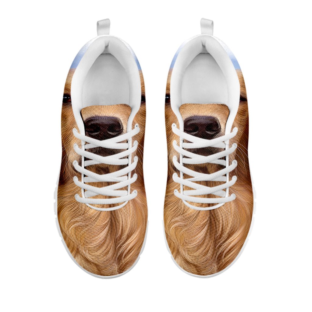 Golden Retriever Portrait Print White Sneakers