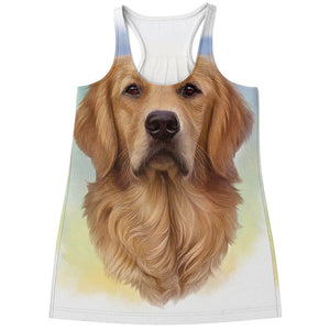 Golden Retriever Portrait Print Women's Racerback Tank Top