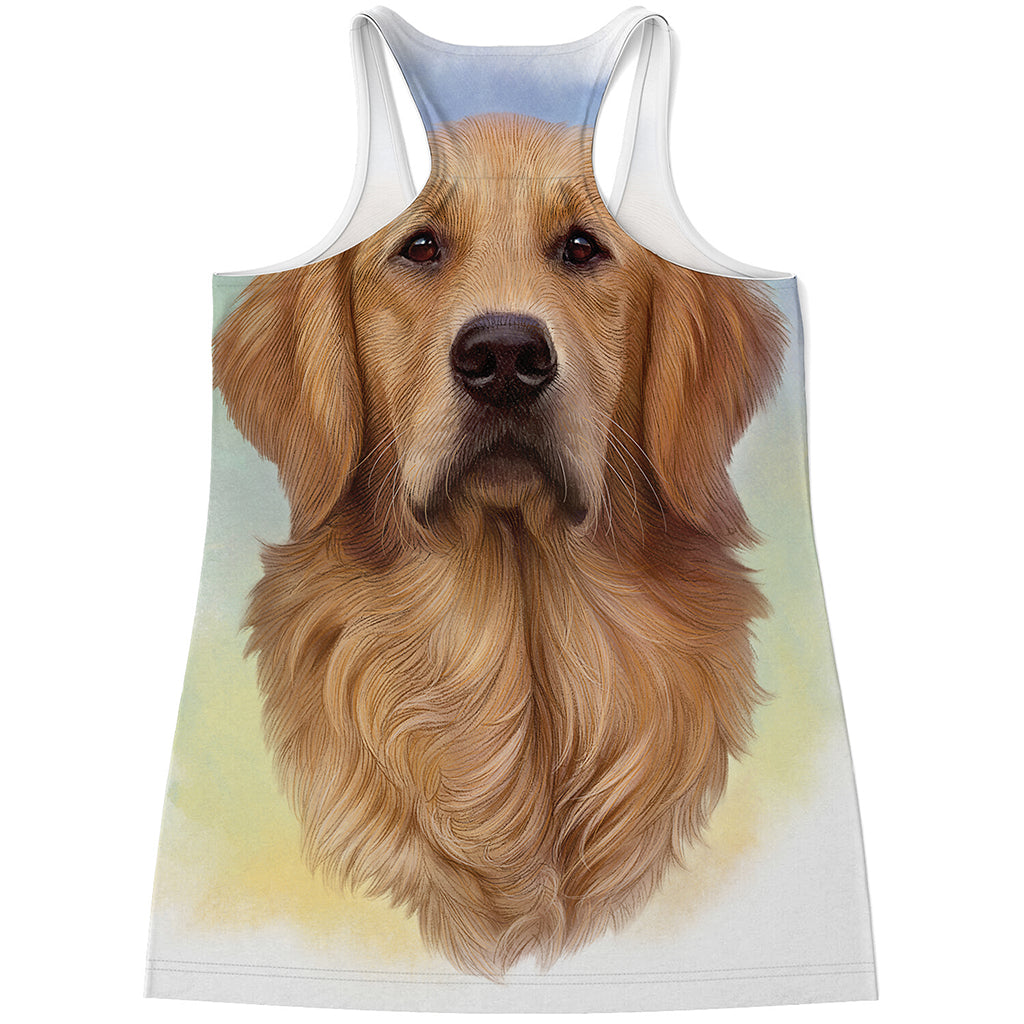 Golden Retriever Portrait Print Women's Racerback Tank Top