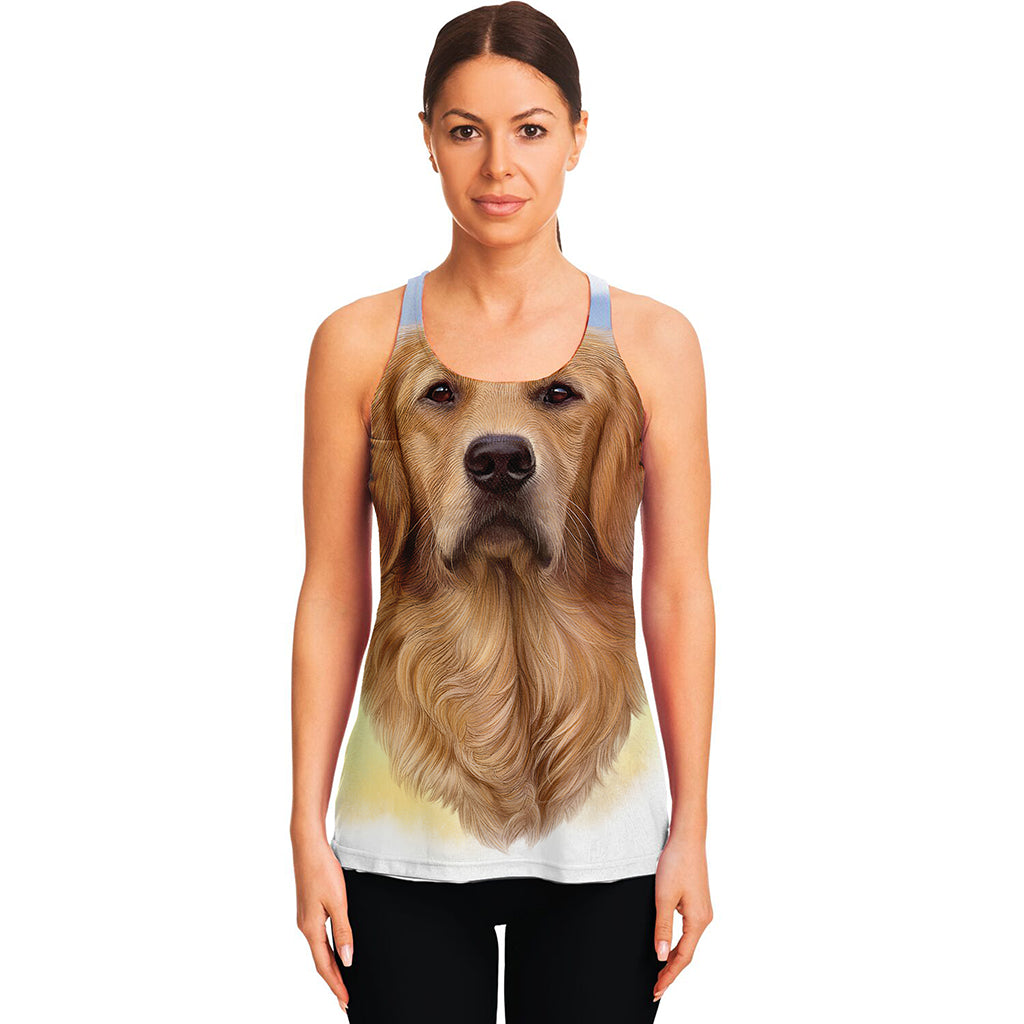 Golden Retriever Portrait Print Women's Racerback Tank Top