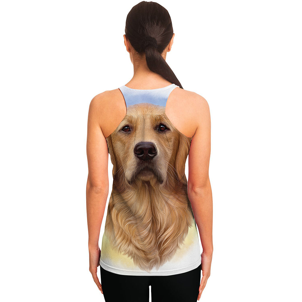 Golden Retriever Portrait Print Women's Racerback Tank Top