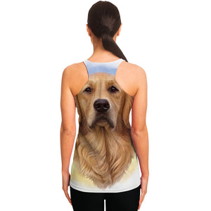 Golden Retriever Portrait Print Women's Racerback Tank Top