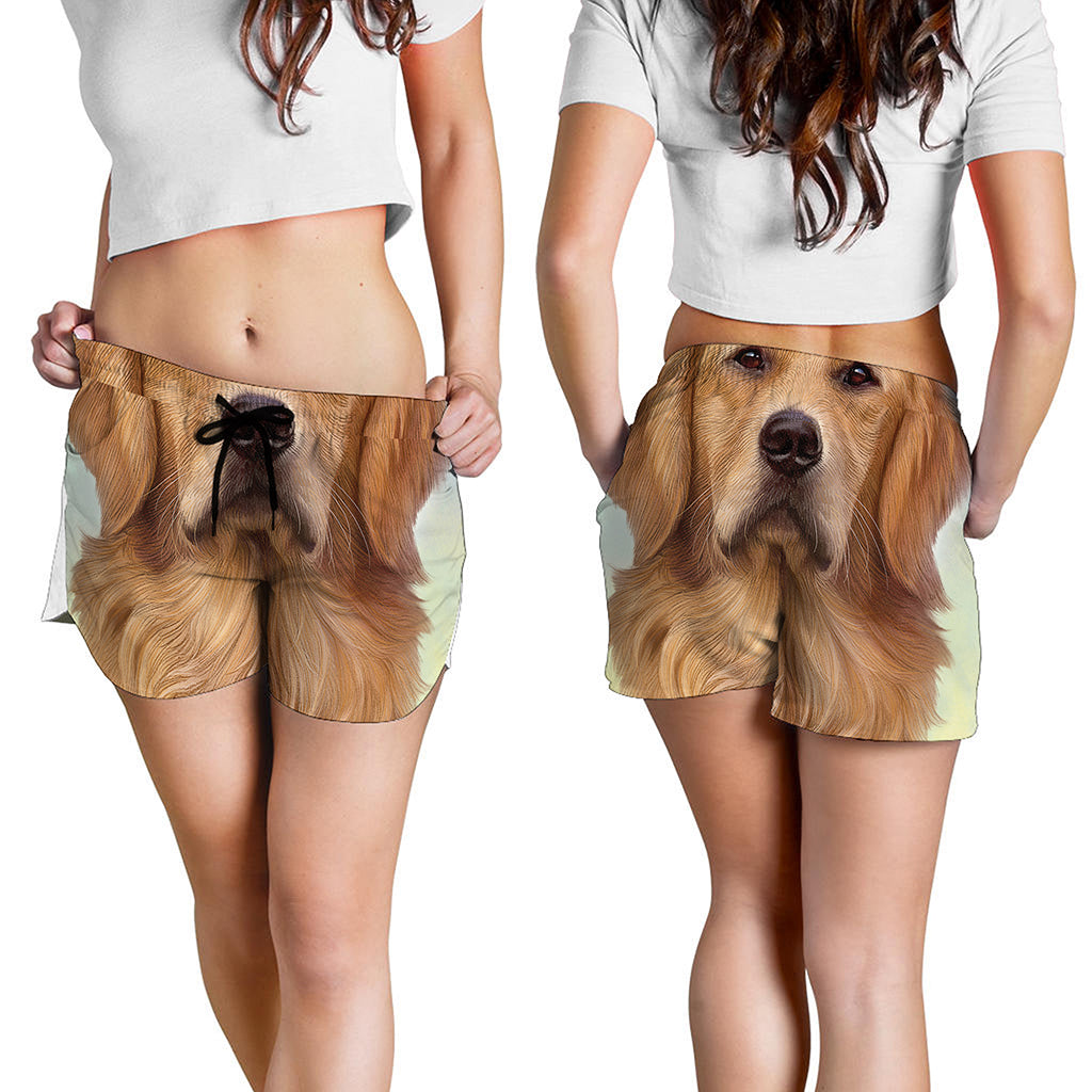 Golden Retriever Portrait Print Women's Shorts