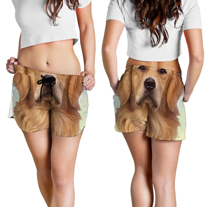 Golden Retriever Portrait Print Women's Shorts