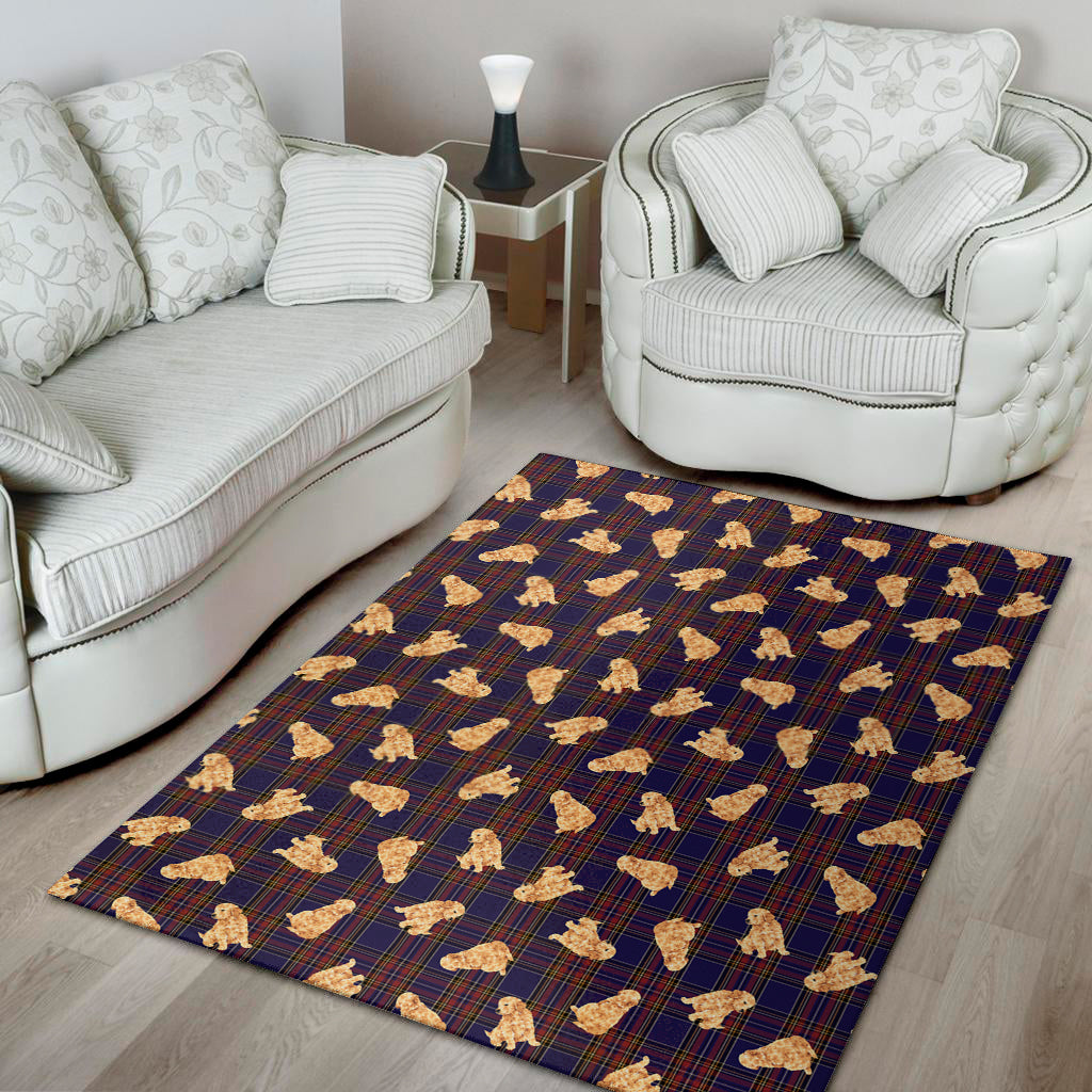 Golden Retriever Tartan Pattern Print Area Rug