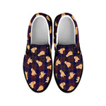 Golden Retriever Tartan Pattern Print Black Slip On Shoes